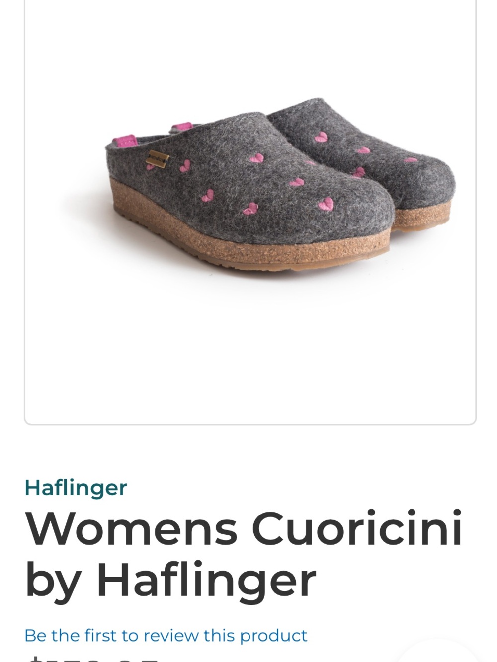 Haflinger Gray Felt Clogs with Pink Heart Embroidery